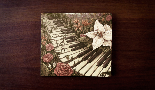 Piano cover CD cover gatotonto Flowers Nature vintage romantic keyboard plants