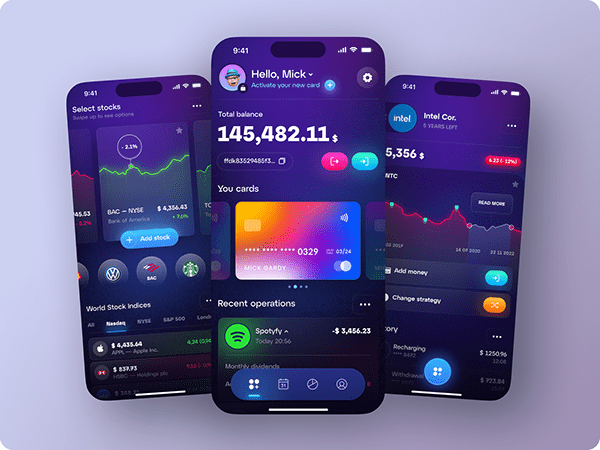 Finance and crypto online banking mobile app