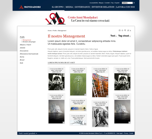 mondadori web site book corporate website