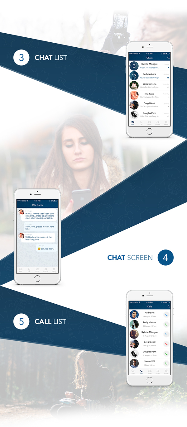 WhatsApp Blue | iOS Mobile Design Concept