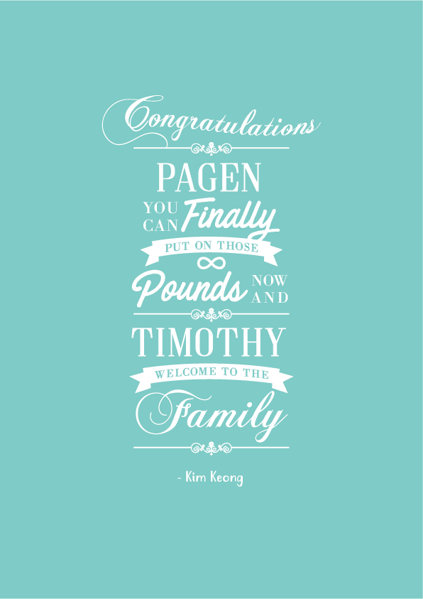 wedding typography   Colourful  family well wishes congratulations