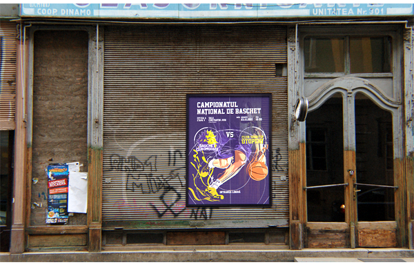 x3 poster graphic sport basket purple orange yellow print
