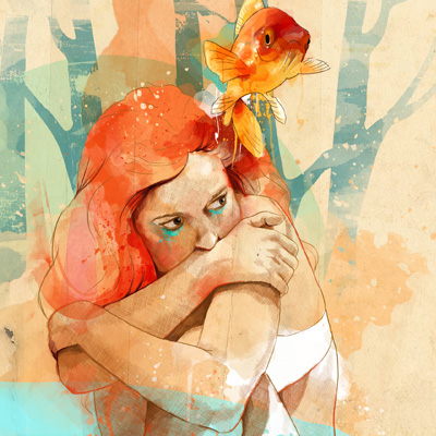 girl  lonely  fish  orange hair
