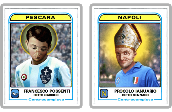 figurine stickers panini Santini Santi calcio football soccer saints icons roma milan Juventus photoshop holy picture