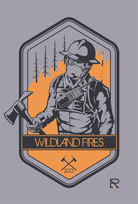 fire t-shirt screen printing Firefighter grey