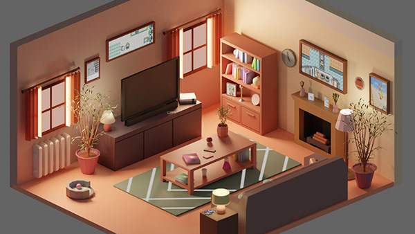 The Livingroom _ Low Poly Pokemon House