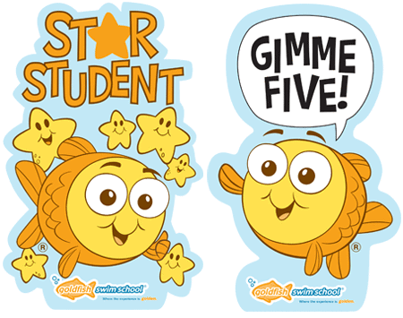 goldfish swim schools Mascot Character goldfish star student star Gimme five encouragement happy children kids animals Ocean fish underwater