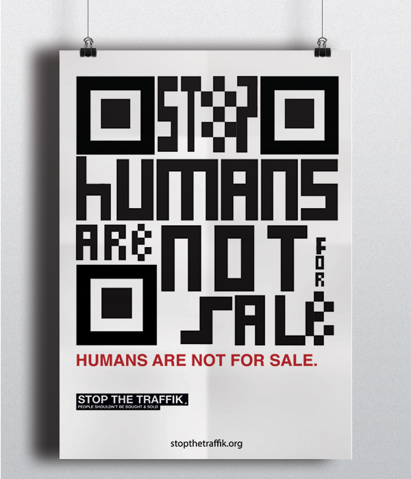 poster  print  awareness human trafficking human traffick QR Code trafficking STOP TRAFFICKING type inspire