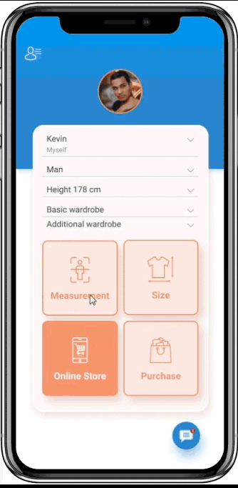 UI ux app ios size measurement onlinestore fitting 3dmodel purchase