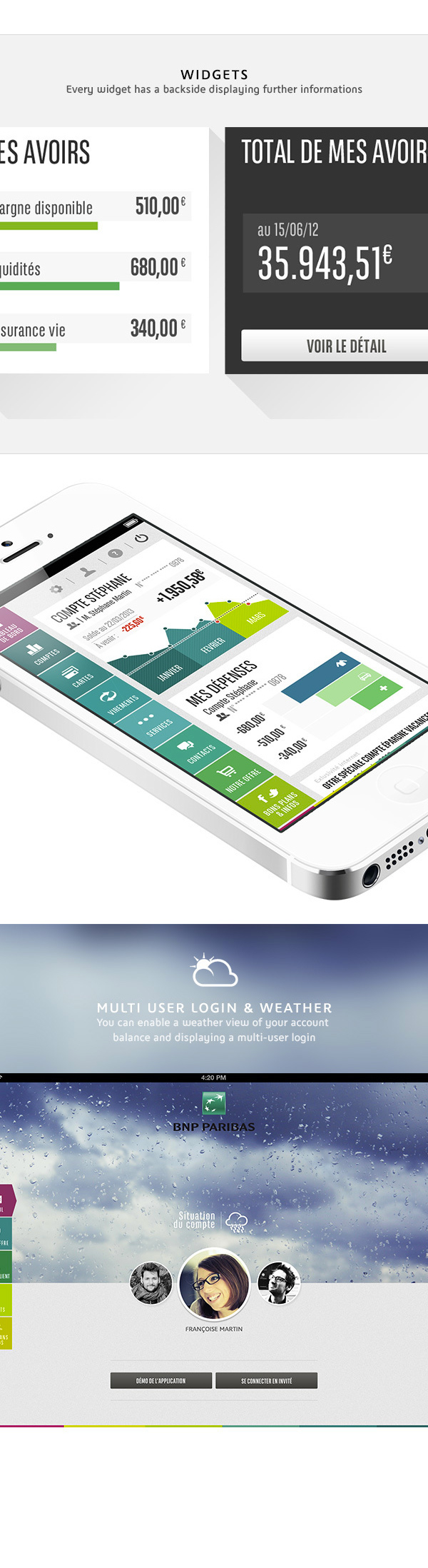 iphone app Android App banking account data visualization Bank bnp