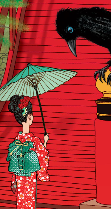 japan japanese monsters bridge kult singapore kimono crow