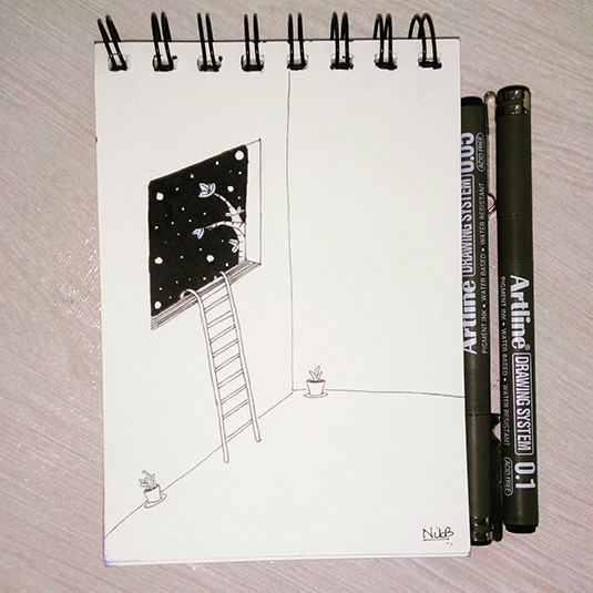 inktober ILLUSTRATION  doodle sketch creative Project Space Series universe black and white handdrawn