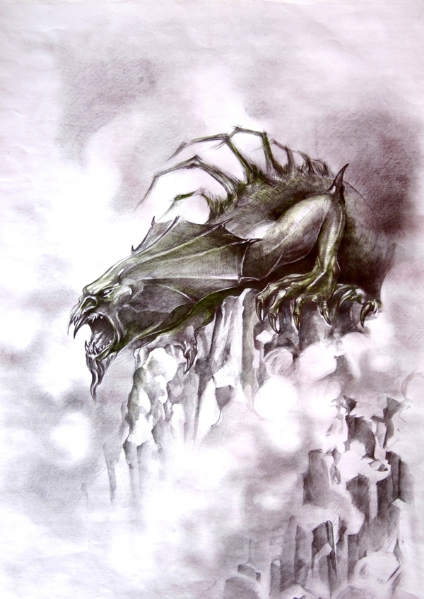 fantasy dragons Satan hell skull green creature demon belzebuth