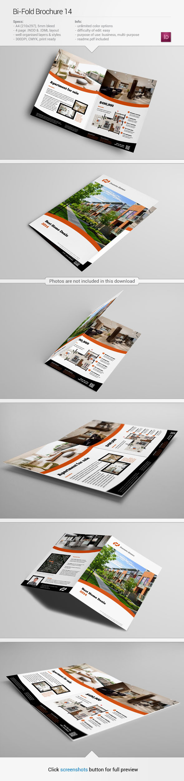 BI fold half print template graphic design pamphlet brochure a4 ad Real estate home sale