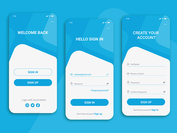 Sign in/Sign up UI Design- Mobile App Design
