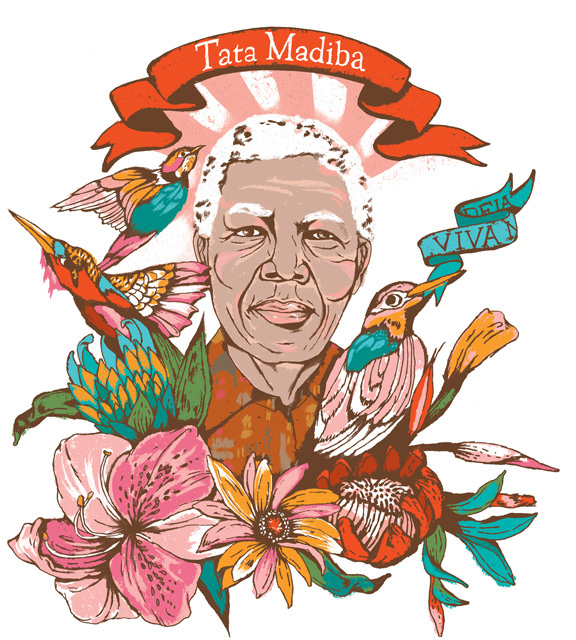 Nelson Mandela Mandela tata madiba portraits kim rosen rosen south africa Flowers birds
