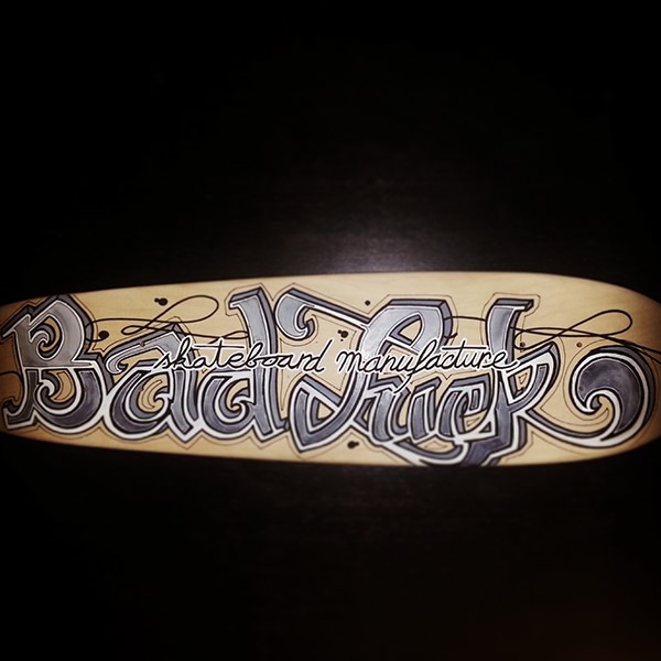 skateboard stencil hande made manufacture bad luck