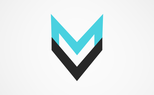 MV logotyp cyan typo personal graphic design identity corporate art Webdesign arrow grid logo typgoraphy