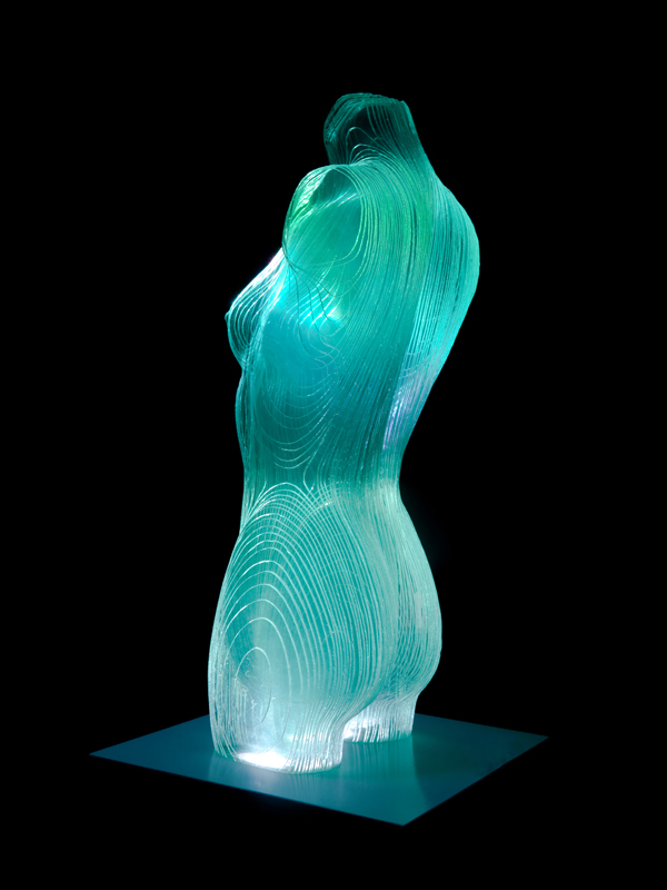 Adobe Portfolio glass  lighting glass art glass scultpure  Torso woman wave body female light ben Ben Young lighting