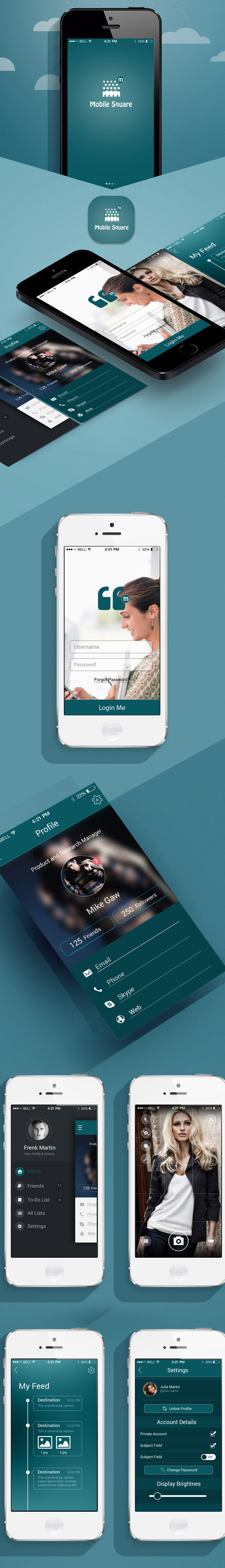 Mobile app UI app iphone android application ios7 iPad psd