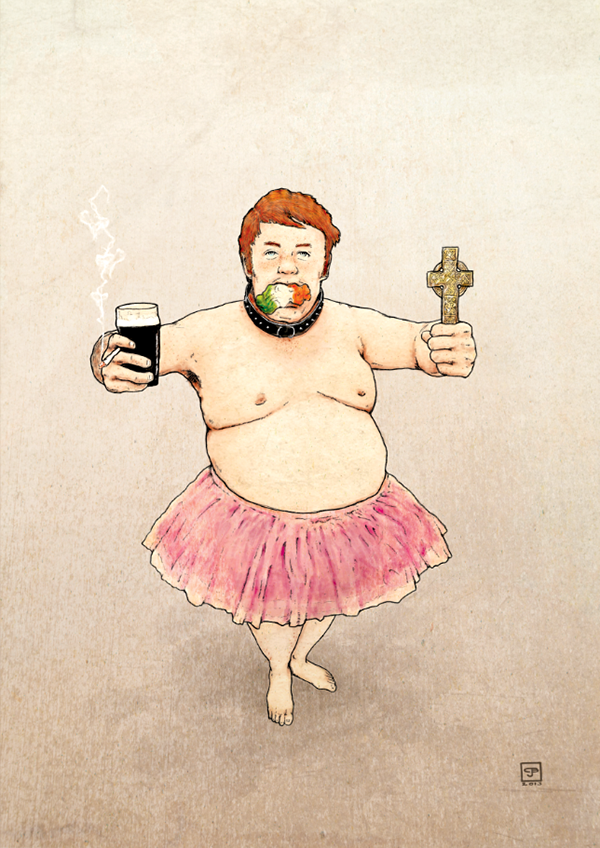 taboo taboos  beer  guinness crucifix tutu fat Fat Man irish  ireland