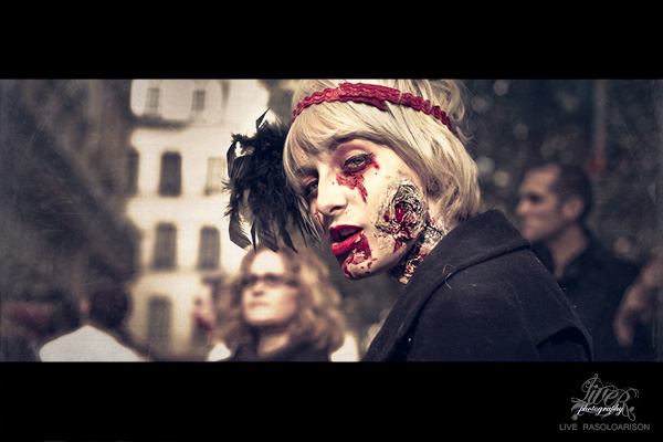 Photography  zombie walk zombie walk paris Zombie Walk Paris 2010 france zombie day  Event Post-Prod process cinematic conceptual make-up Supernatural horror blood brain dead undead mood atmosphere costume Paris live rasoloarison liverasol.com texture