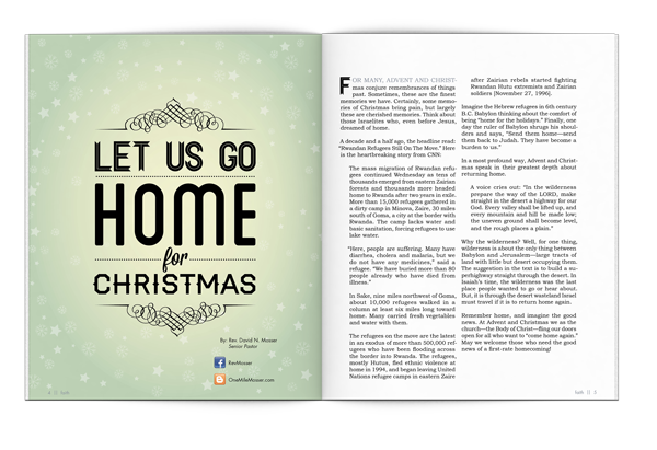 magazine nonprofit church quarterly magazine spread articles Layout