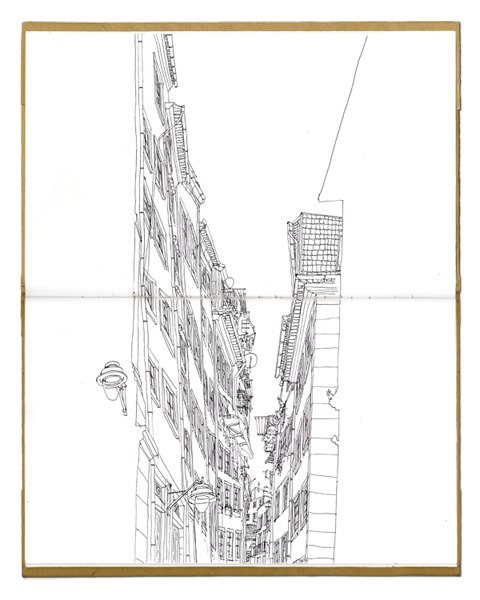 Urban landscape drawing Guide perception Unusual standard and deviation Contour travel scketchbook inspire maps porto illustration drawing Mapping