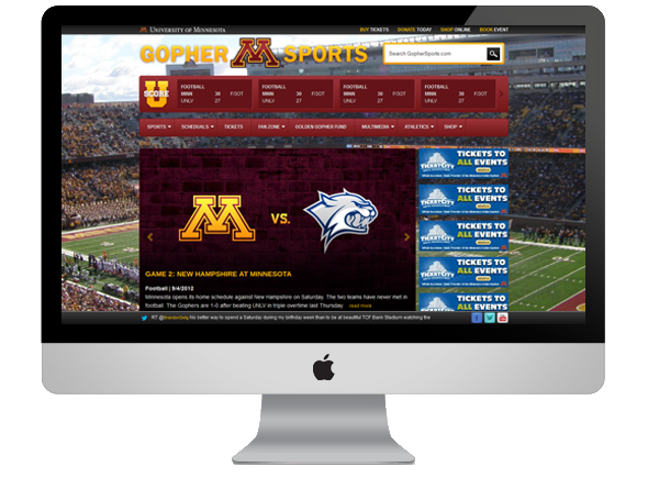 university of minnesota University minnesota u of m UofM Web Website website redesign redsign gopher  gopher sports gophers