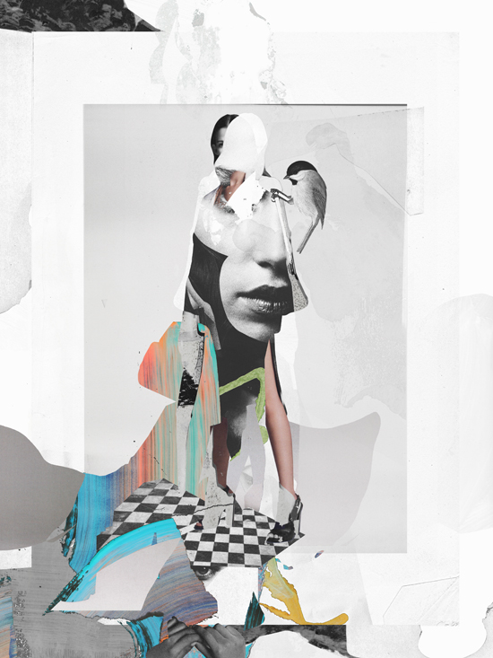 collage digital textures acrylic portrait woman black White Urban Fashion 