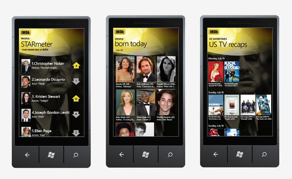 windows phone 7 mobile phone imdb Phone Application Microsoft Phone Identitymine panorama Mobile Application Internet movie database Metro Interface metro Movies mobile Windows Phone 7 IMDb imdb app Imdb Phone app IMDb visual design IMDb Phone iphone windows phone IMDb Marketplace IMDb Panorama