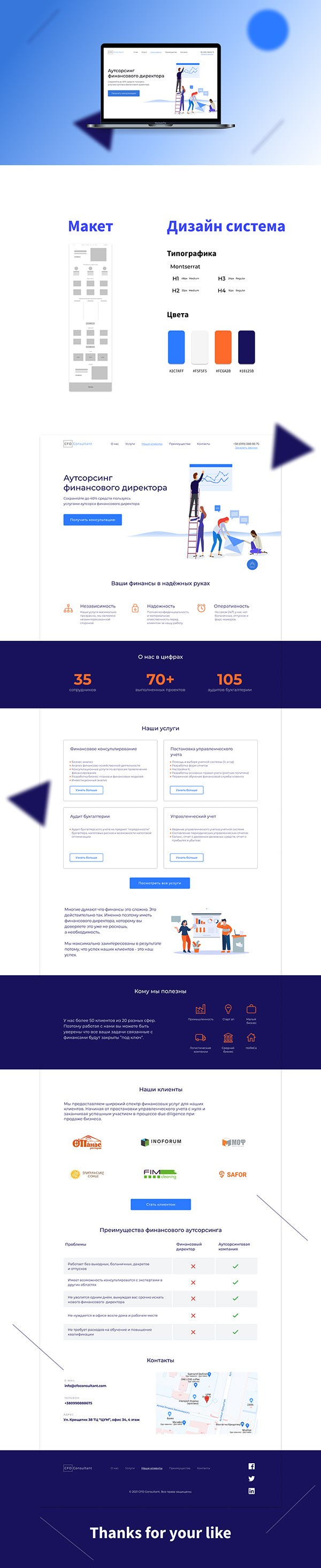 Landing page for the financial outsourcing company