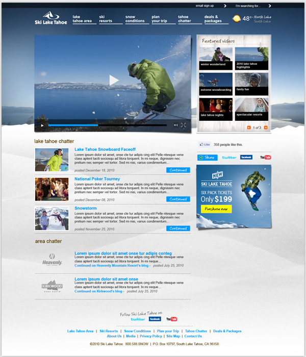 lake tahoe Ski Snowboarding mobile mobile design campaign