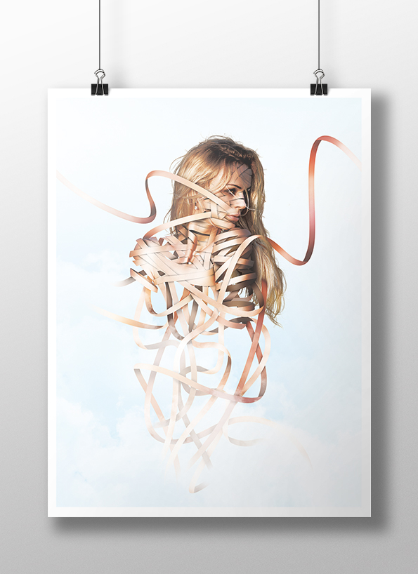 digital photo woman girl ribbon beauty poster stripes portrait photoshop face White graphic wacom