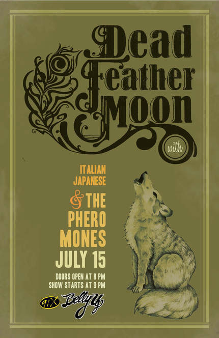 Dead Feather Moon owl concert poster hand drawn beard bird brain