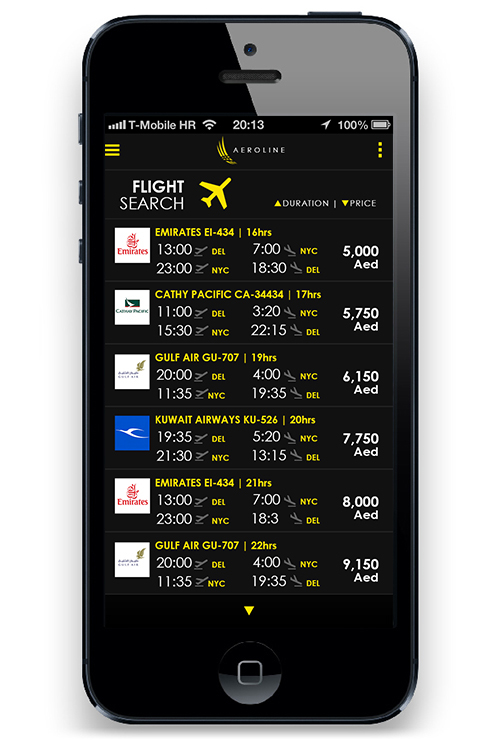 Mobile app online flight booking