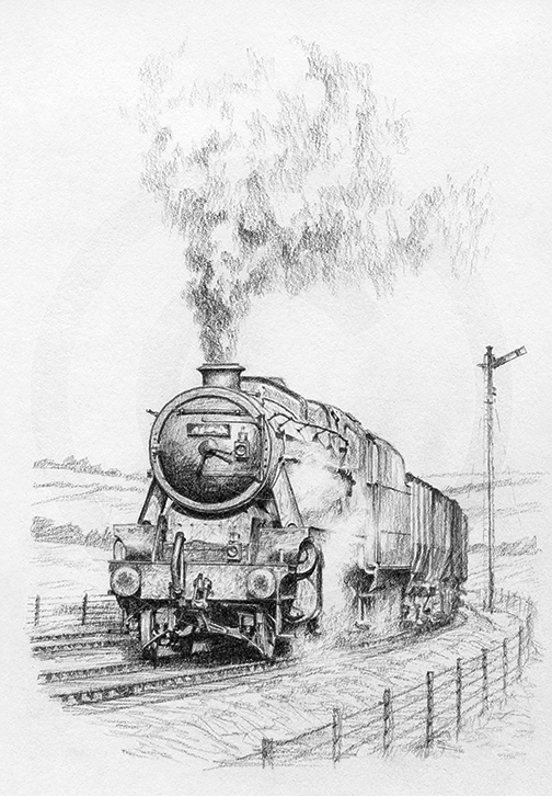 train rail steam train Steam railway Transport pencils graphite sketch LMS british