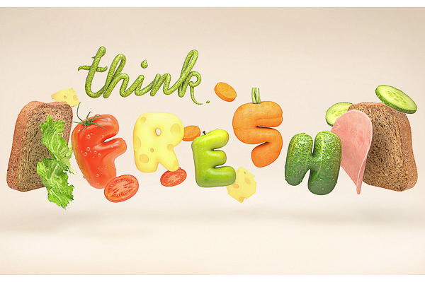think fresh 3D cinema4d cinema 4d Render vegetable salad sandwich healthy Health Fun yum Food  c4d