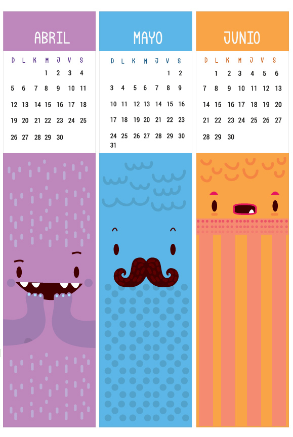 calendar monster vector newyear bookmarks cute wallcalendar print wacom costarica wallpaper