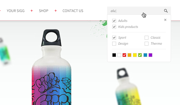 SIGG swatch water metal bottles product Webdesign brand Website Retail design swiss