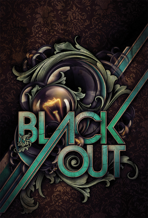 3D black out Digital Art  gig poster typography  
