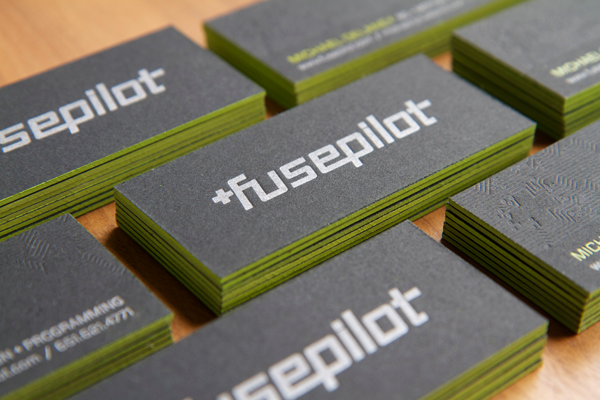 fusepilot  logo  business cards  circuit battery  letterpress logo Business Cards circuit letterpress