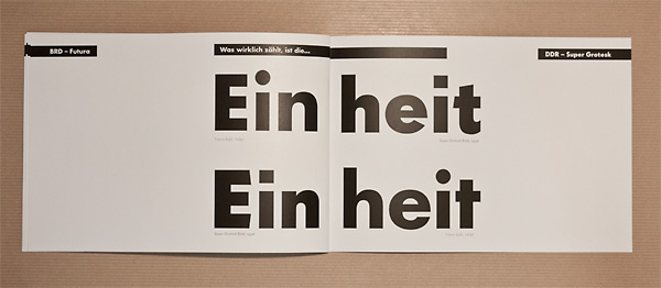 Futura Super Grotesk print typografie berlin Teilung division east west comparison