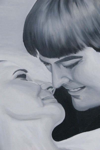black and white Oil Painting wedding
