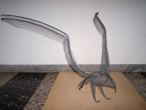 genny catalano eagle aquila piume feathers argento argentate silver FERRO metallic iron scultura sculpture riciclare