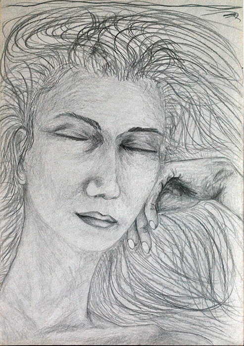 Pencil drawing women women sleeping sleeping flowy hair pencil sketch