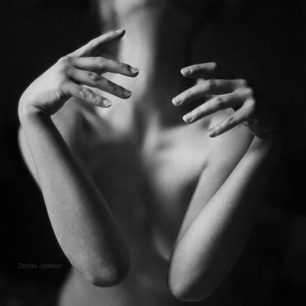 hands black and white nude woman