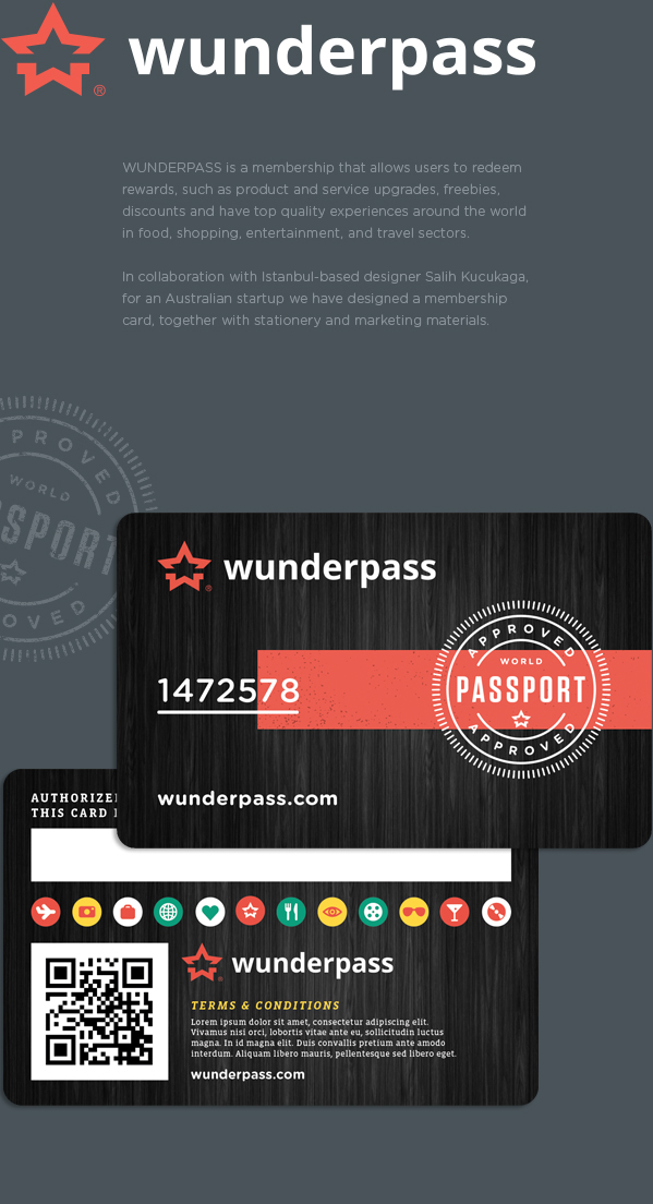 "membership card" Wunderpass Food  membership Stationery Passport stamp Travel traveling card