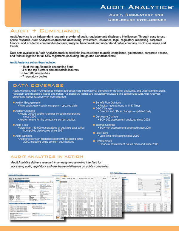 Audit Analytics Data Sheets on Behance