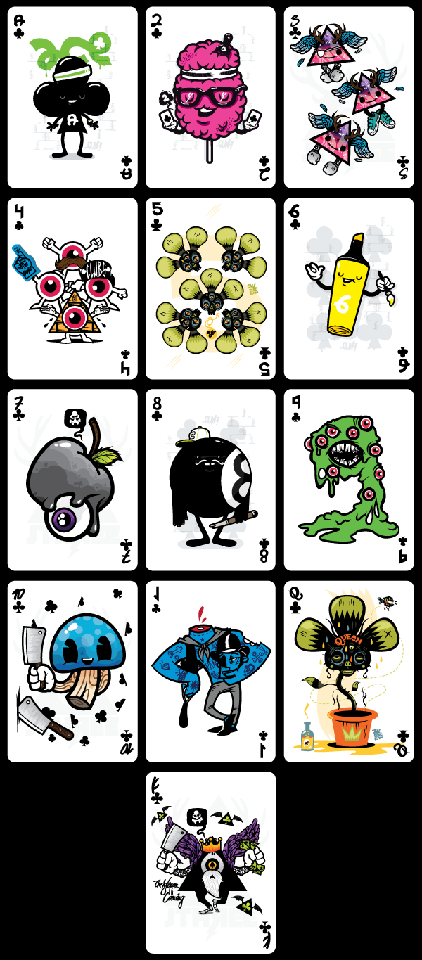 Cuypi zombiecorp niark zombie playing card Poker deck vector jthree j3concepts jared nickerson Demons diamonds Character cartoon king queen joker jack spade club heart Client Project